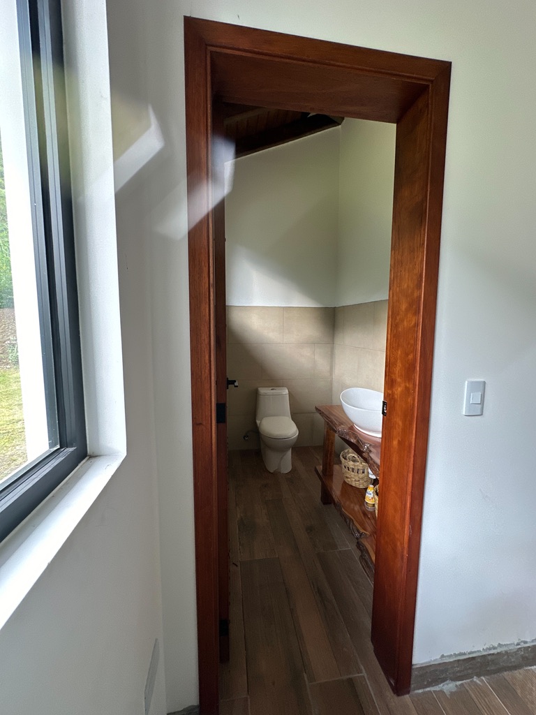 Clean guest bathroom with essentials